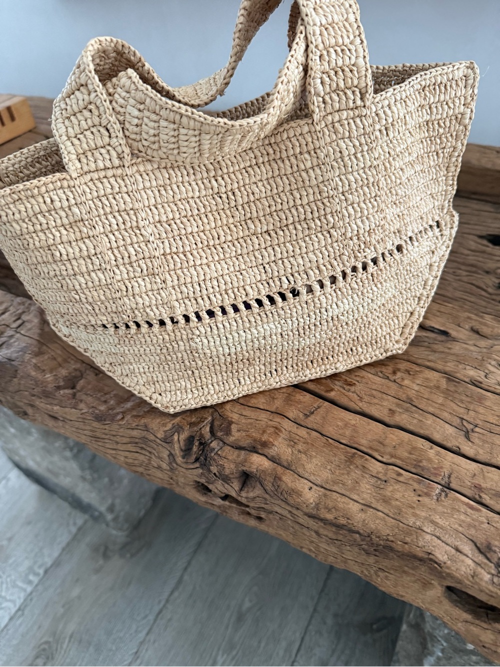 MAJE Woven Straw Mini Tote Bag in Natural - Picture 5 of 11